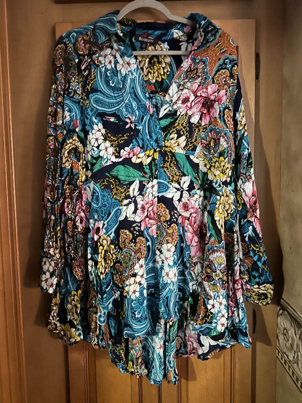 Plus Size Roaman's Colorful Floral Top 16W